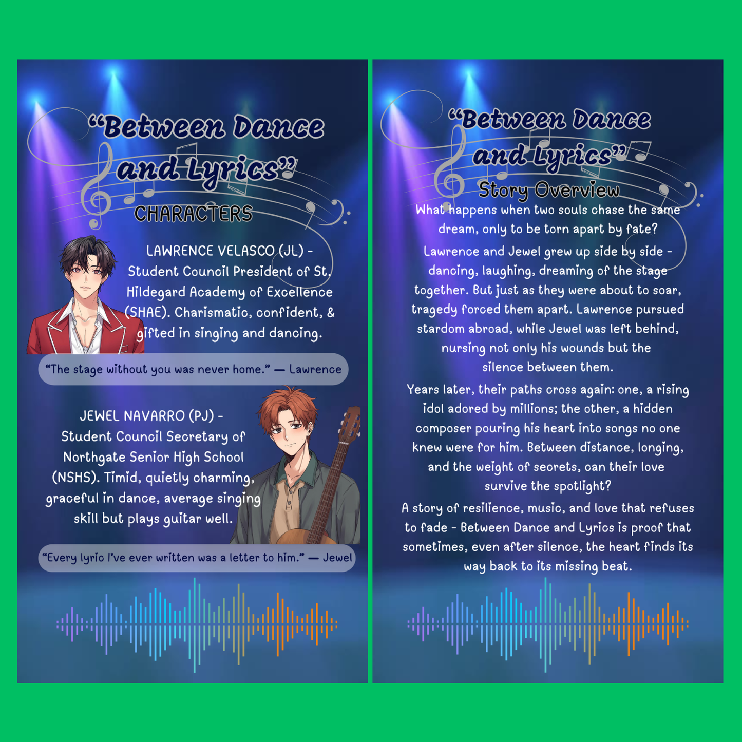 Heart in Lyrics Romance Novel Collection: "BETWEEN DANCE AND LYRICS" (Printable Digital Romance Story with illustrations or visuals: 304 pages)