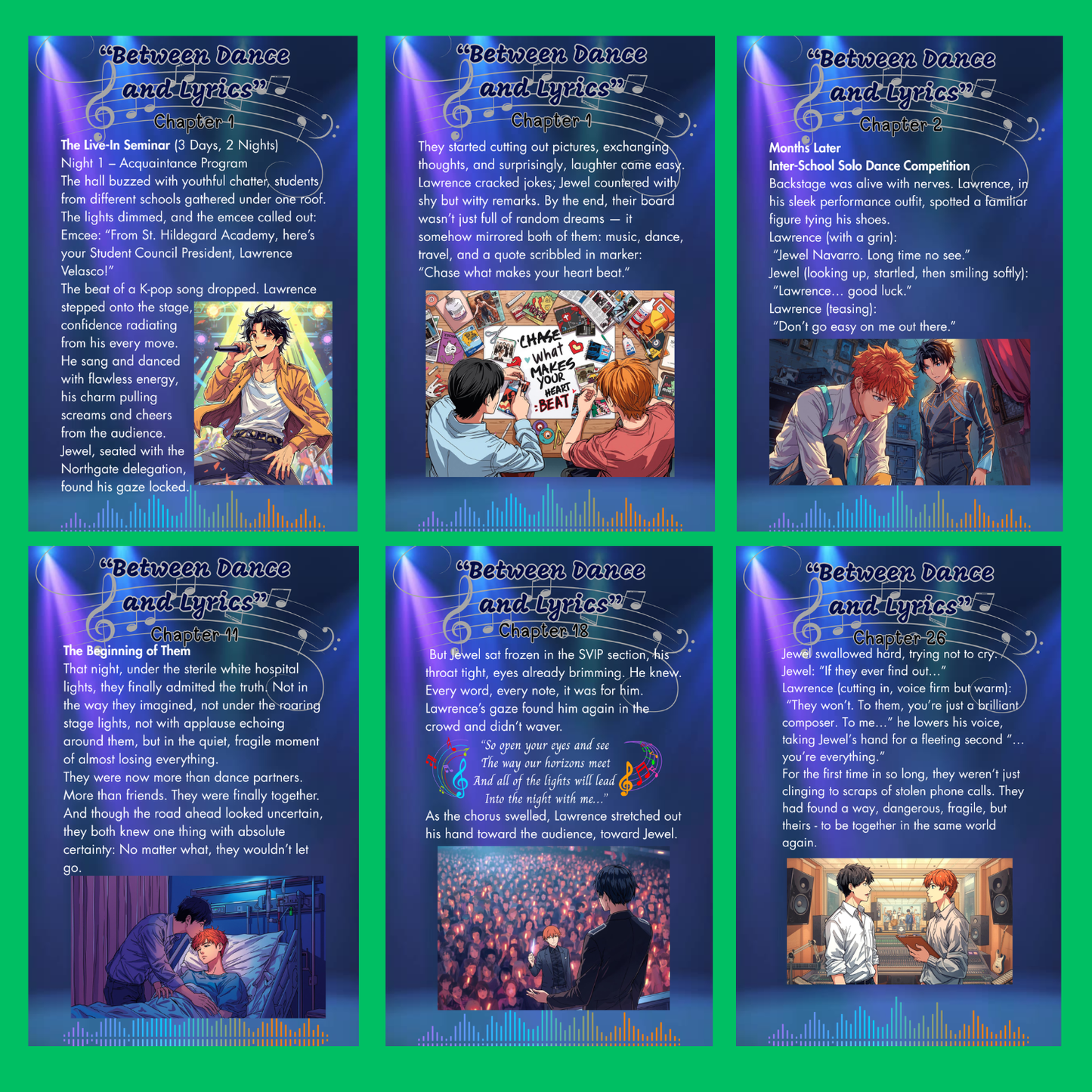 Heart in Lyrics Romance Novel Collection: "BETWEEN DANCE AND LYRICS" (Printable Digital Romance Story with illustrations or visuals: 304 pages)