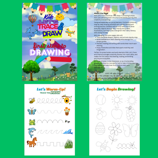 Kids Let’s Trace and Draw: First Steps To Drawing (46 pages of Draw-and-Trace Printable Activity E-Book)